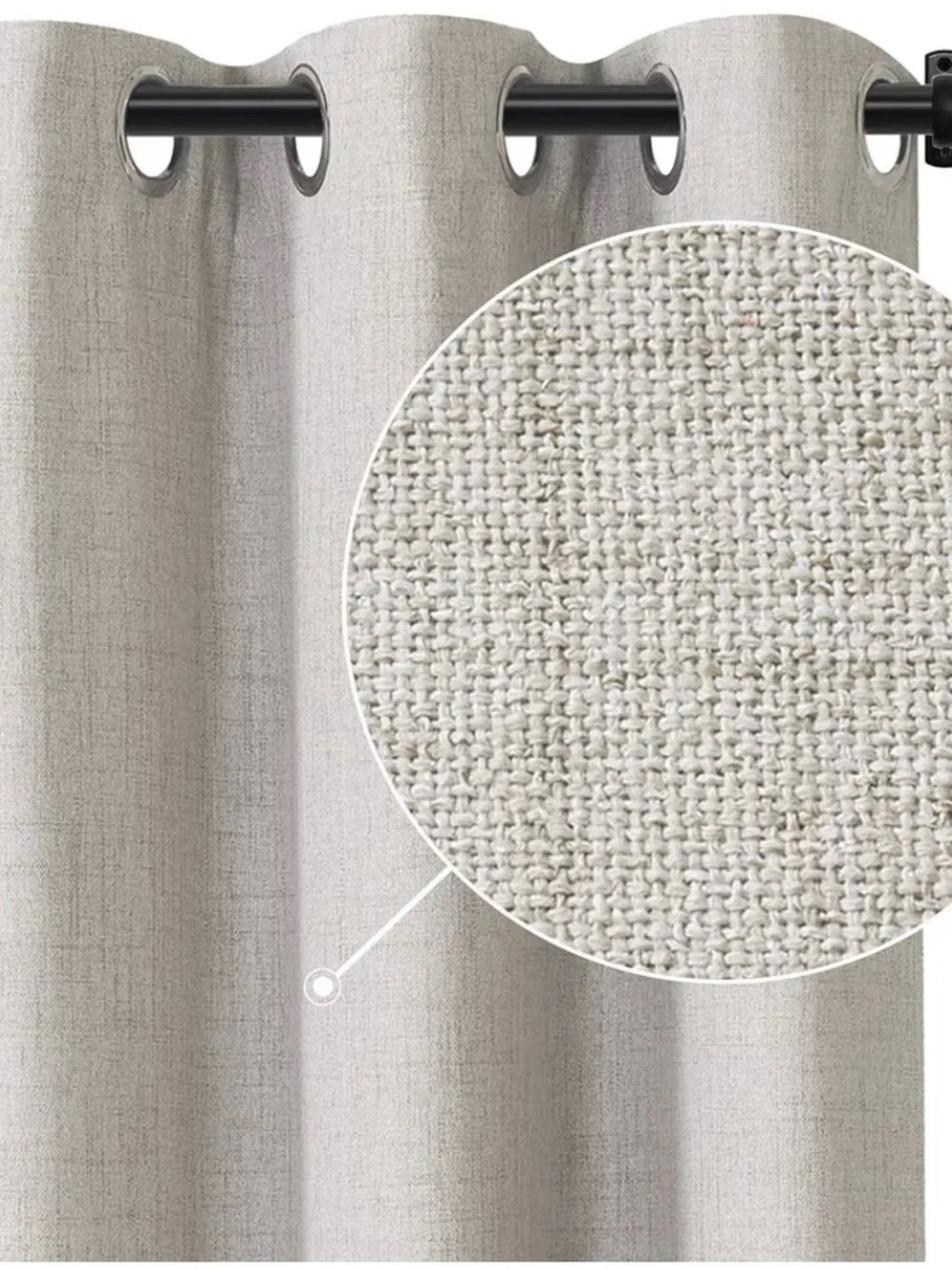 Neutral Linen Blend Blackout Grommet Curtain Panel Set
